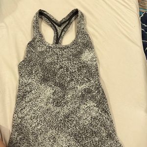 Lululemon black and white striped tank top